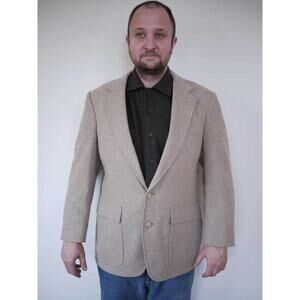 Vintage Classic WOOLRICH Tan Wool Mens Blazer USA Made Fully Lined 42